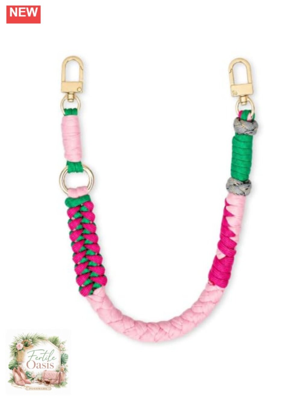 Handcrafted Braided Nylon Purse Chain Bag Charm 15.7 Inch Lobster Clasp